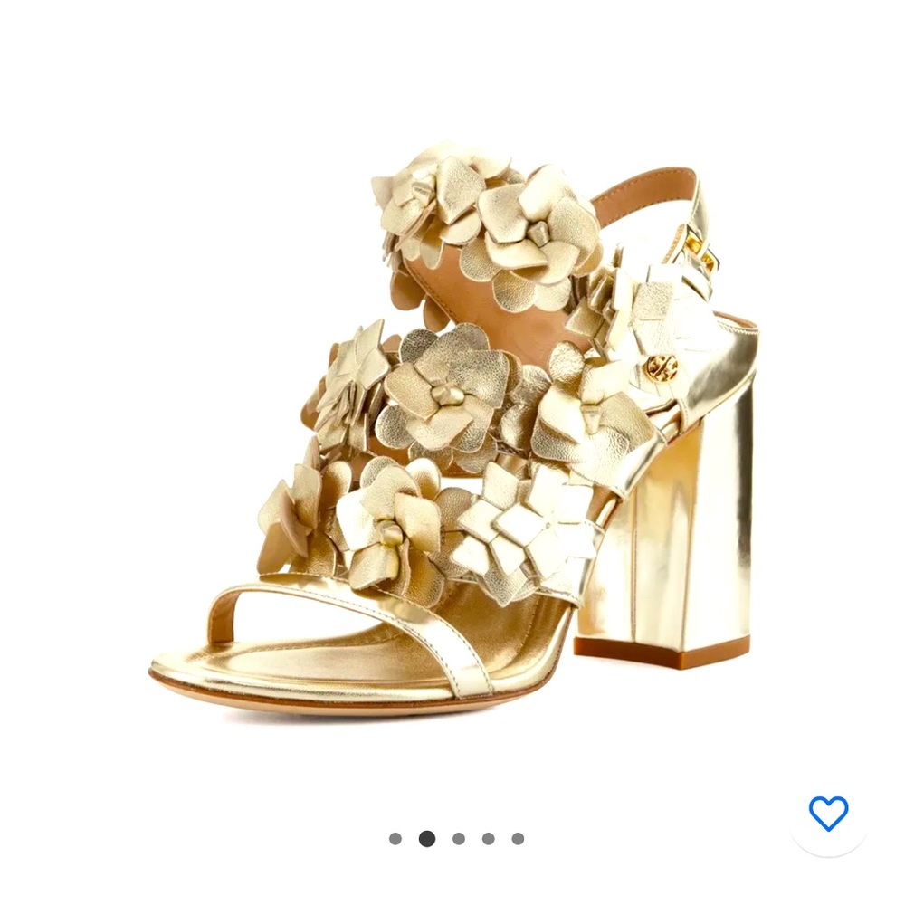 Tory Burch Blossom Leather 65mm Sandal, Spark Gold SZ 6 1/2 great condition.